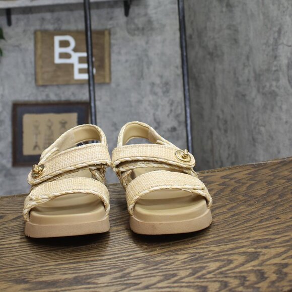 A New Day Womens Tilly Raffia Platform Footbed Sandals 92611757 Tan Brown 8M - Picture 3 of 10